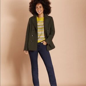 NWT BROOKS BROTHERS Wool-Blend Double-Knit Olive Peacoat Women’s Size 8
